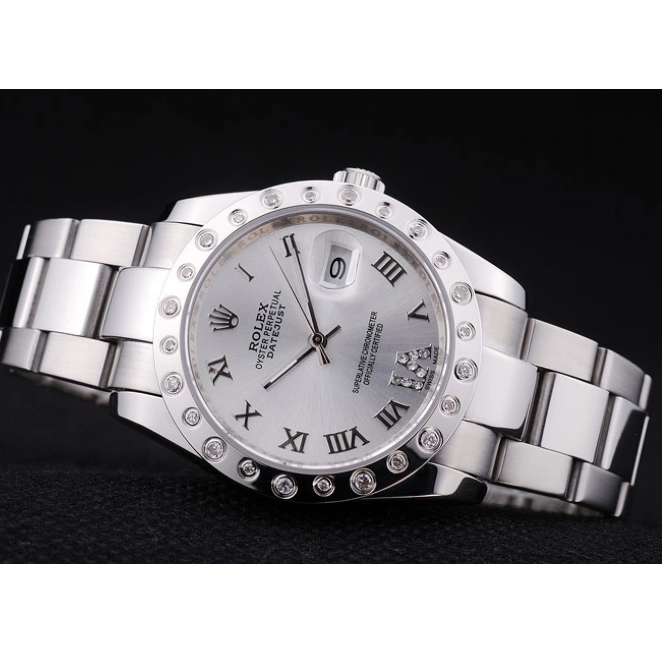 Good Copy Rolex Watches Datejust Dial Rolex Diamond Bezel 7468 Silver 0516